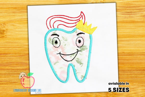 A Tooth Cartoon Embroidery Design for Fun Products