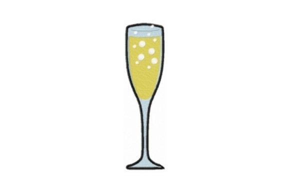Champagne Flute Embroidery Design for Business Merchandise