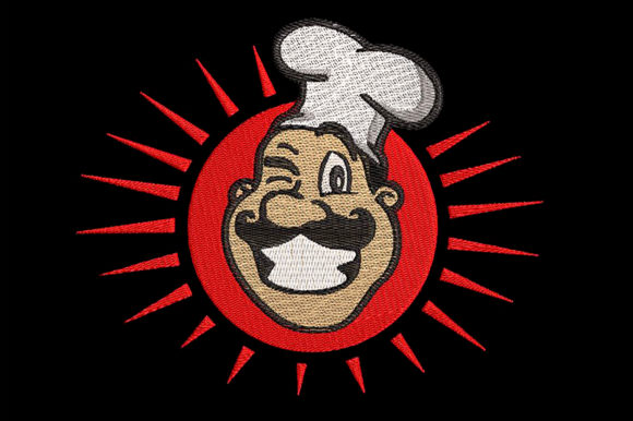 Evaluating the Awesome Chef, Winking Cheerfully Embroidery Design